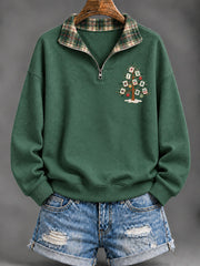 Women’s Christmas Mahjong Print Casual Sweatshirt