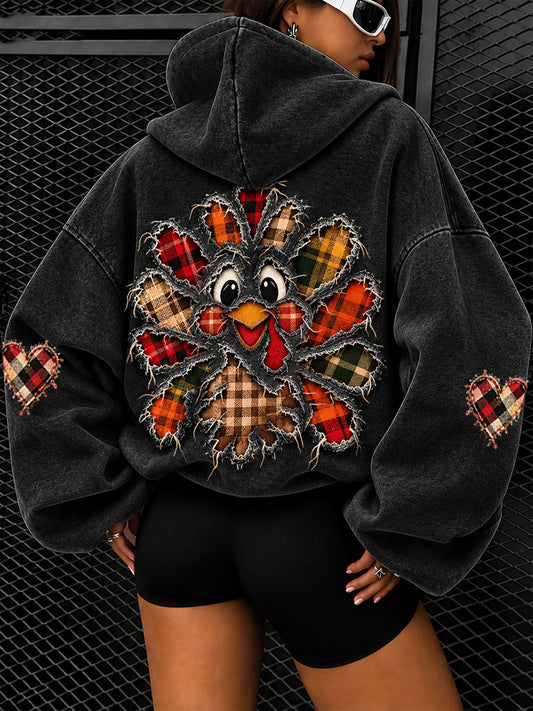 Women's Thanksgiving Turkey Print Hoodies