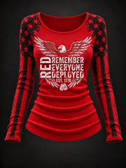 Women's Red Friday Printed Casual T-Shirt