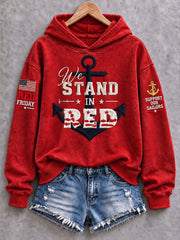 Women's Red Friday Printed Casual Hoodie