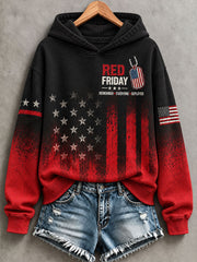 Women's Red Friday Printed Casual Hoodie