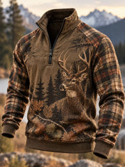 Men's Vintage Hunting Culture Printed Zip-Up Hoodie
