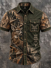 Men's Vintage Hunting Culture Printed Short Sleeve Shirt