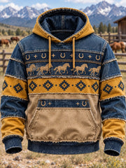 Men's Western-style printed Hoodie with Pockets